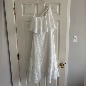 Lulus Everlasting Loveliness White Floral One Shoulder Midi Dress